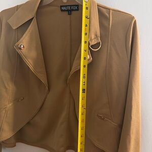 Tan Tailored Blazer with Gold Accent